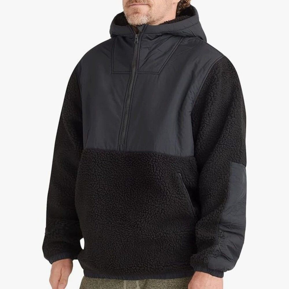 Dakine Ridemore Sherpa Fleece Half-Zip Pullover Black Hooded Mens M NWT Gorpcore